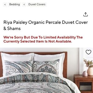 NWT Riya Pottery Barn Paisley Duvet Cover And Euro Shams